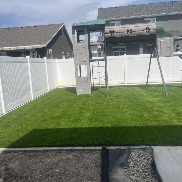 complete turf installation in.a backyard